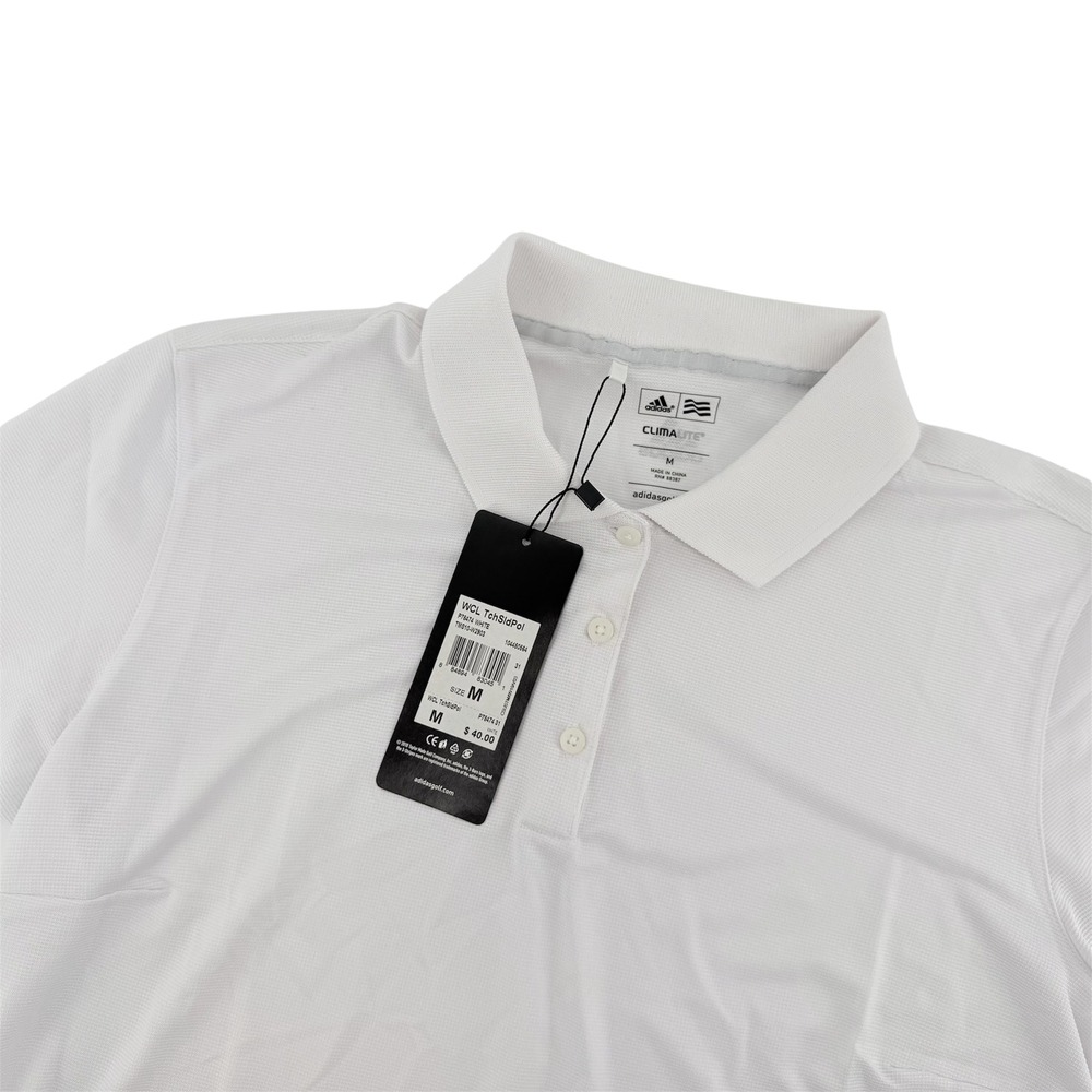 Adidas Golf Womens Climalite Polo Shirt White Tech Short Sleeve P78474 Size M